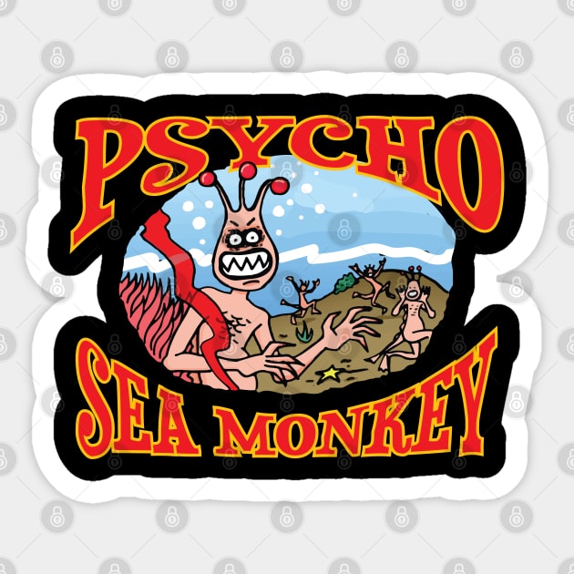 Psycho Sea Monkey Sticker by Fuckinuts